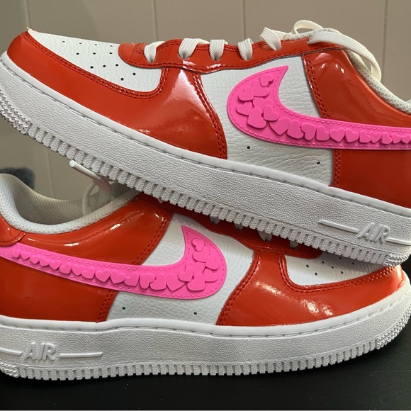 Nike AF1 Valentines Sneakers in red, Pink, and White - Picture 1 of 7